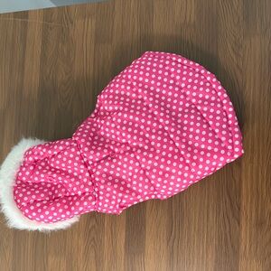 Lulu Pink Polka Dot Faux Fur Pink Dog Winter Jacket Size Small
